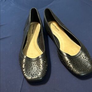 Hush Puppies Black Perforated Flats